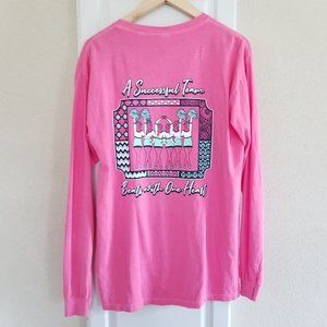 NWT Comfort Colors Women's Pink L/S Cheerleading Tee Shirt Size Medium